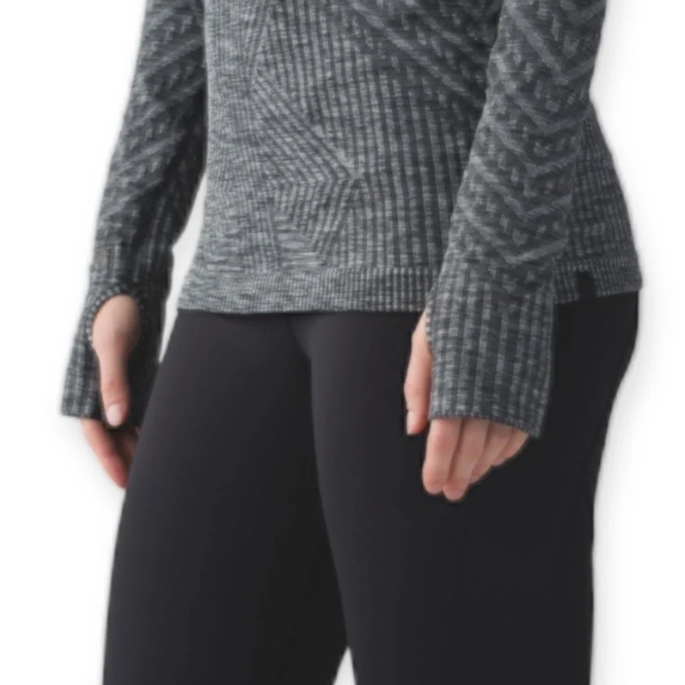 Lululemon Rest Less Pullover Top First Release Crew Neck  Heathered Black